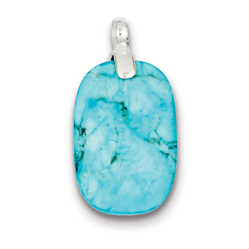 Sterling Silver Oblong Dyed Howlite Pendant 1in