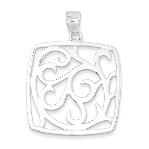 Sterling Silver Fancy Square Pendant