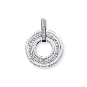 Sterling Silver Cubic Zirconia Fancy Circle Pendant