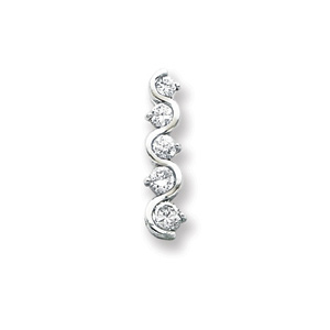 Sterling Silver Cubic Zirconia Wavy Journey Pendant 1in