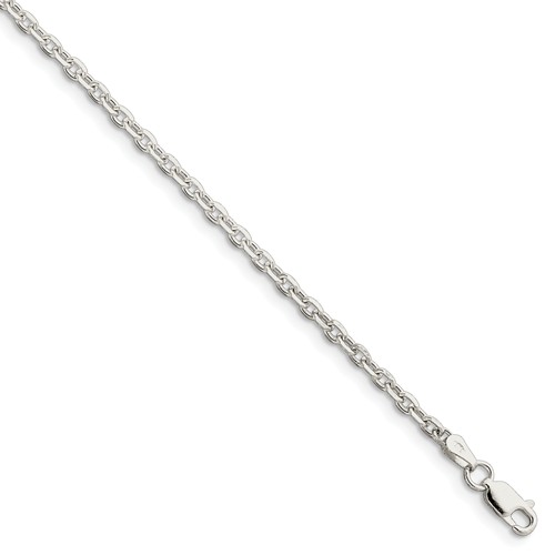 Sterling Silver 7in Diamond-cut Cable Link Bracelet 2.75mm