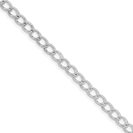 8in Sterling Silver Half Round Wire Curb Chain
