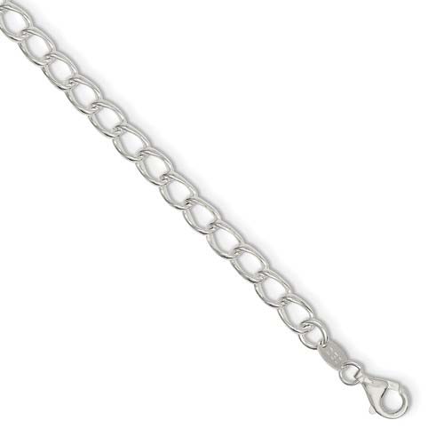 Sterling Silver Half Round Wire Curb Bracelet 8in
