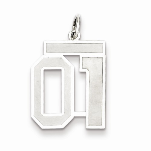 Sterling Silver Medium Satin Number 1 Charm with Top