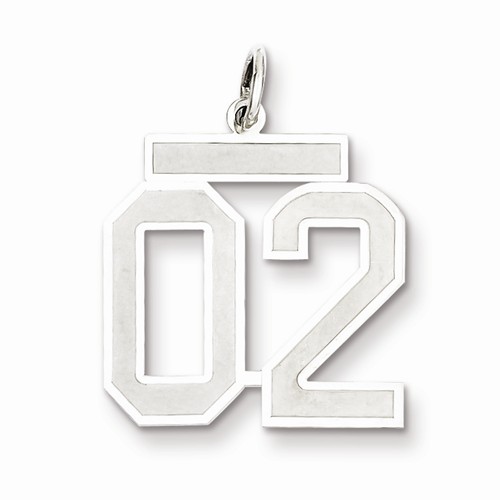 Sterling Silver Medium Satin Number 2 Charm with Top