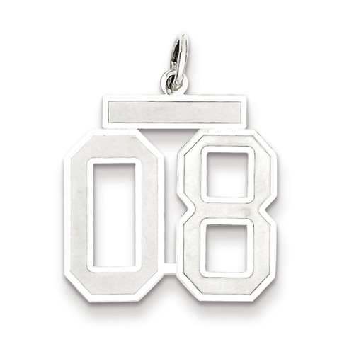 Sterling Silver Medium Satin Number 8 Charm with Top