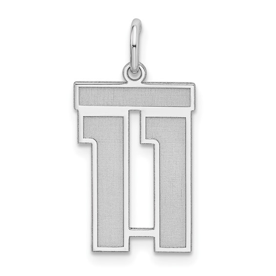 Sterling Silver Medium Satin Number 11 Charm
