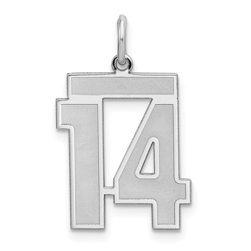Sterling Silver Medium Satin Number 14 Charm