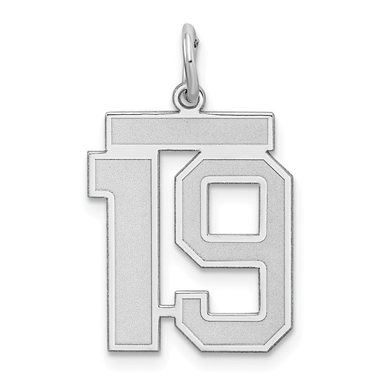 Sterling Silver Medium Satin Number 19 Charm