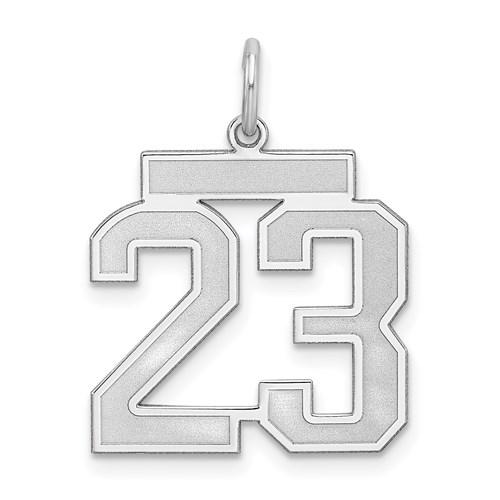 Sterling Silver Satin Number 23 Pendant 5/8in