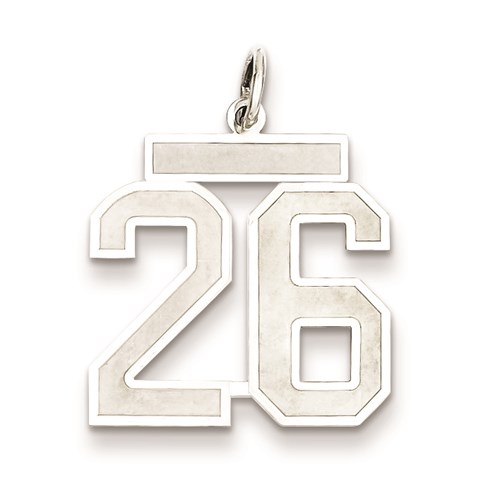 Sterling Silver Satin Number 26 Pendant 5/8in