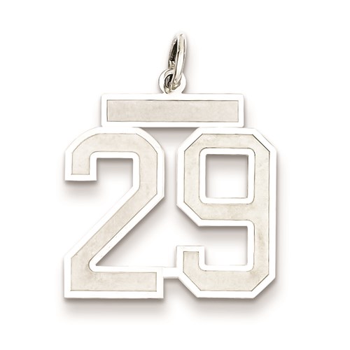 Sterling Silver Satin Number 29 Pendant 5/8in