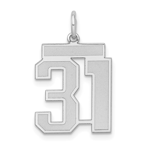 Sterling Silver Satin Number 31 Pendant 5/8in