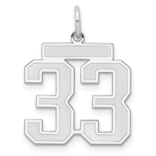 Sterling Silver Satin Number 33 Pendant 5/8in
