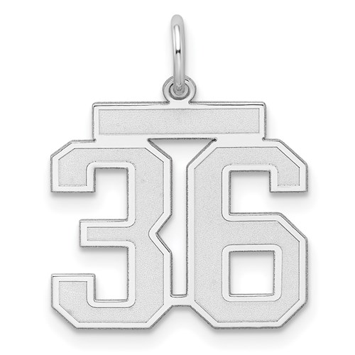 Sterling Silver Satin Number 36 Pendant 5/8in