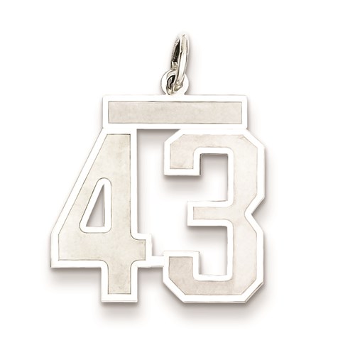 Sterling Silver Satin Number 43 Pendant 5/8in