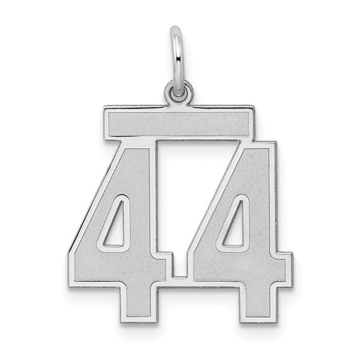 Sterling Silver Satin Number 44 Pendant 5/8in