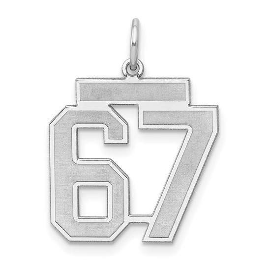 Sterling Silver 67 Six Seven Pendant with Satin Finish 5/8in