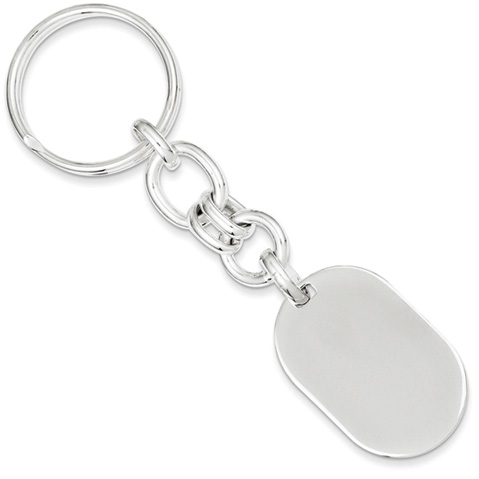 Sterling Silver Oval Key Ring with Round Links