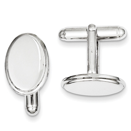 Sterling Silver Engravable Oval Cufflinks