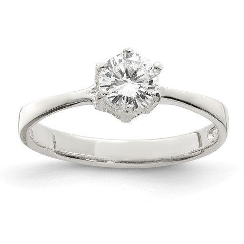 1/2 ct Cubic Zirconia Solitaire Ring Sterling Silver