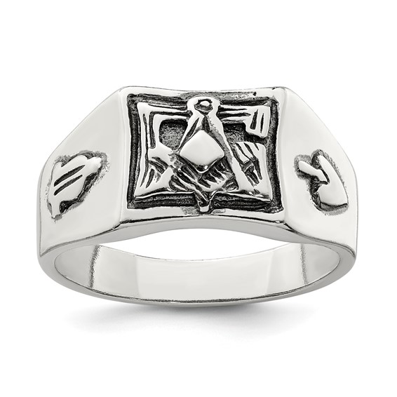 Antiqued Masonic Ring Sterling Silver