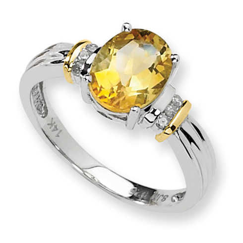 Sterling Silver 14kt Gold 1.76 ct Citrine Ring