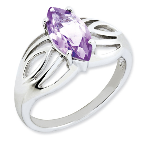 1.6 ct Sterling Silver Marquise Pink Quartz Ring