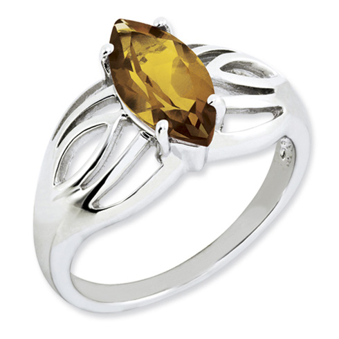1.6 ct Sterling Silver Marquise Whiskey Quartz Ring