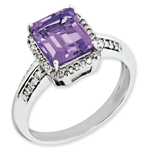2.15 ct Sterling Silver Amethyst and Diamond Ring