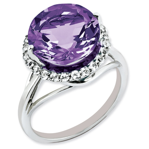 Sterling Silver 5.45 ct Amethyst Ring with White Topaz