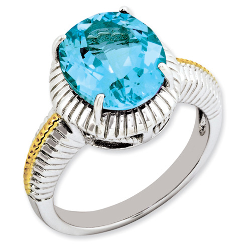 6 ct Sterling Silver Gold-Plated Light Swiss Blue Topaz Ring