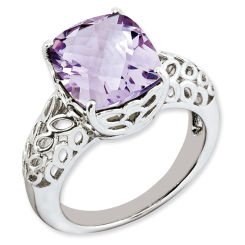 5.45 ct Pink Quartz Ring in Sterling Silver