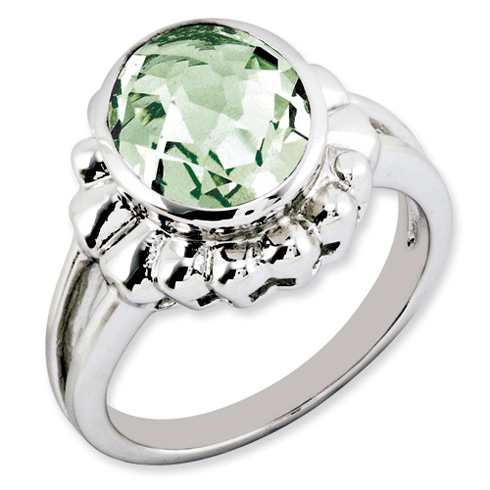 3.4 ct Sterling Silver Green Quartz Ring