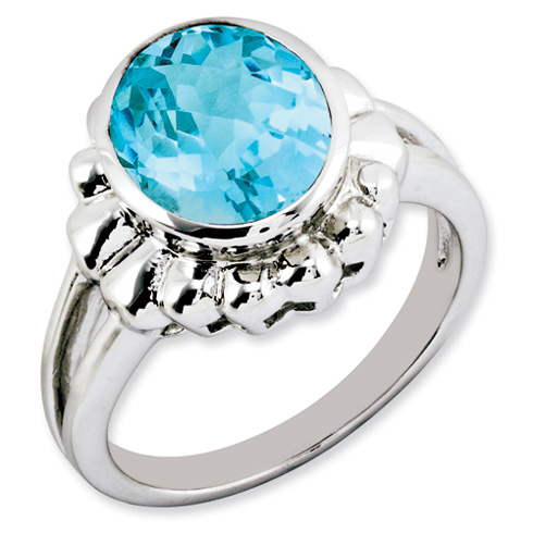 4.4 ct Sterling Silver Light Swiss Blue Topaz Ring