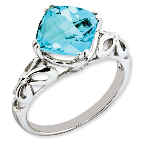 3.8 ct Sterling Silver Light Swiss Blue Topaz Ring