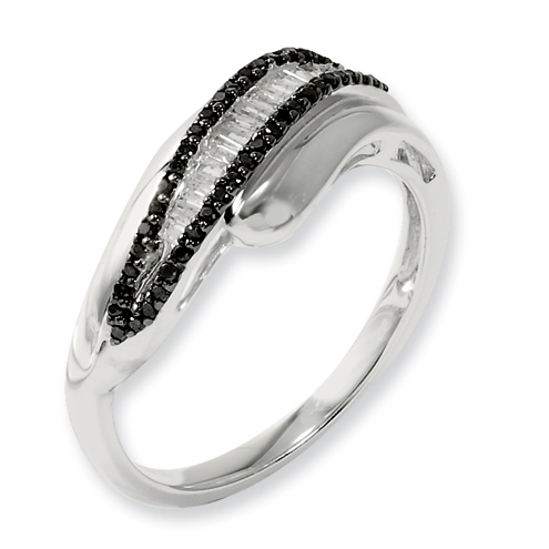 0.26 Ct Sterling Silver Black and White Diamond Ring