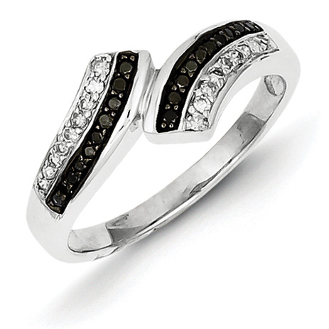 0.2 Ct Sterling Silver Black and White Diamond Ring