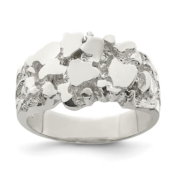Sterling Silver Men's Slender Nugget Ring