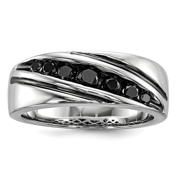 Sterling Silver Men's 1/2 ct Black Diamond Ring