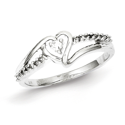 Sterling Silver 1/10ct Diamond Heart Promise Ring