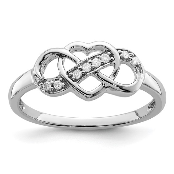 Sterling Silver .05 ct tw Diamond Infinity Symbol and Heart Ring