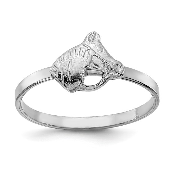 Rhodium-plated Sterling Silver Child's Horse Ring