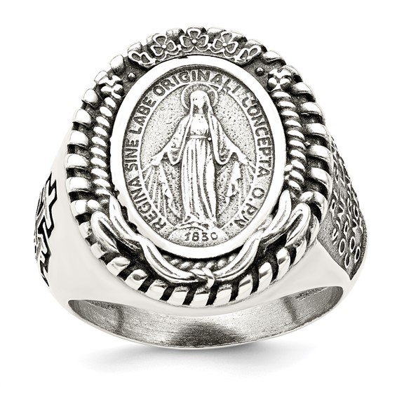 Sterling Silver Men's Miraculous Medal Ring