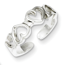 Sterling Silver Four Hearts Toe Ring
