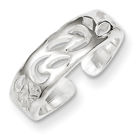 Sterling Silver Toe Ring with Leaf Design