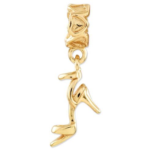 Sterling Silver Gold-plated High Heel Shoe Dangle Bead