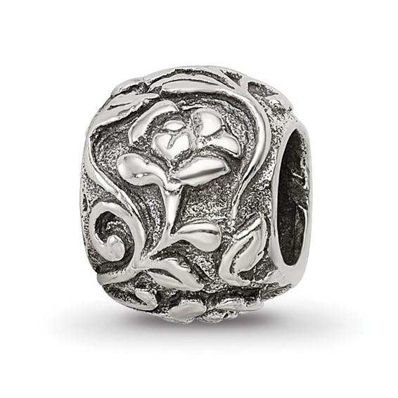 Sterling Silver Reflections Round Floral Bead