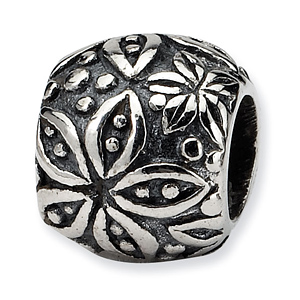 Sterling Silver Reflections Round Floral Bead with Dots