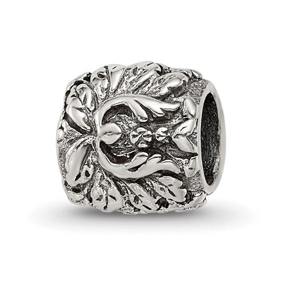 Sterling Silver Reflections Floral Bead with Leaves